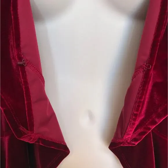 Midnight Velvet Merlot Ruffled Velour Jacket w Peplum Whimsigoth Poetcore size L - Picture 8 of 10